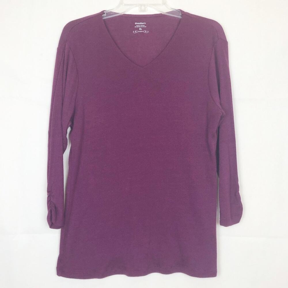 Dress Barn 3/4 Ruched Sleeve V-Neck Sweater  Size XL